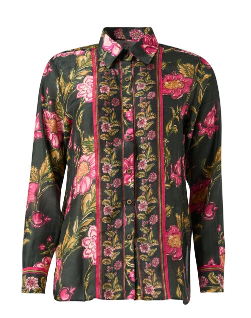 Liza Green and Pink Floral Blouse