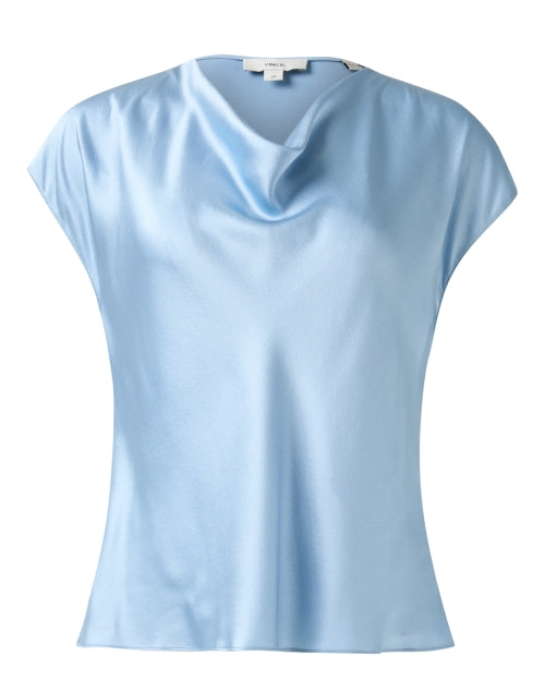 Blue Silk Cowl Neck Top