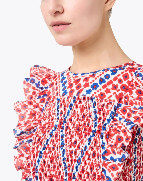 Iris Red and Blue Print Cotton Dress