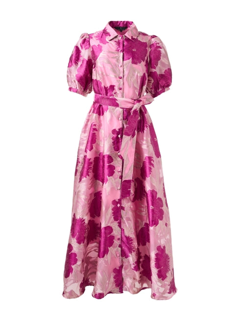 Charlotte Magenta Floral Jacquard Dress