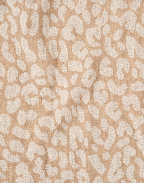 Beige Leopard Jacquard Wool Scarf
