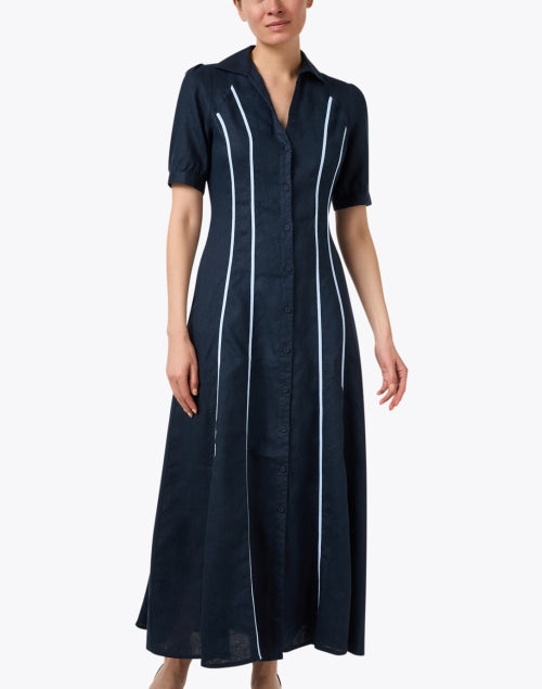 Navy Linen Shirt Dress