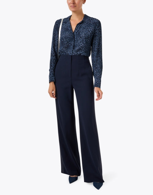 Gavin Navy Print Chiffon Blouse