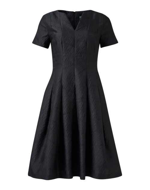 Black Jacquard Fit and Flare Dress