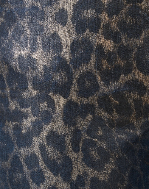 Leopard Print Coated Wide Leg Jean