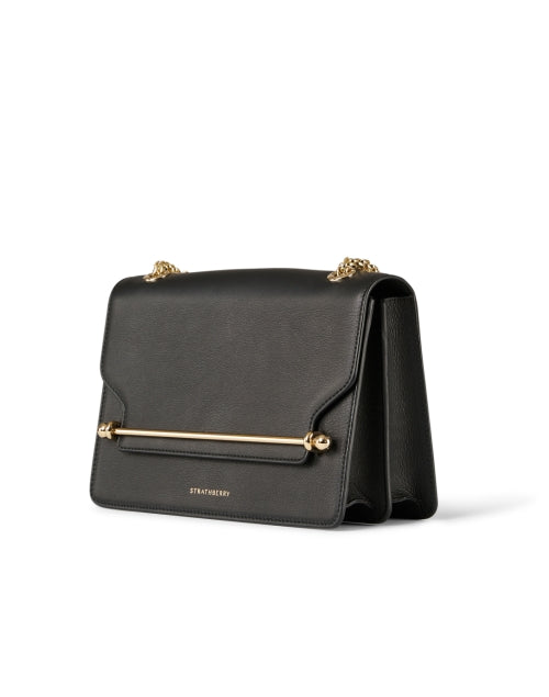 East/West Black Leather Crossbody Bag