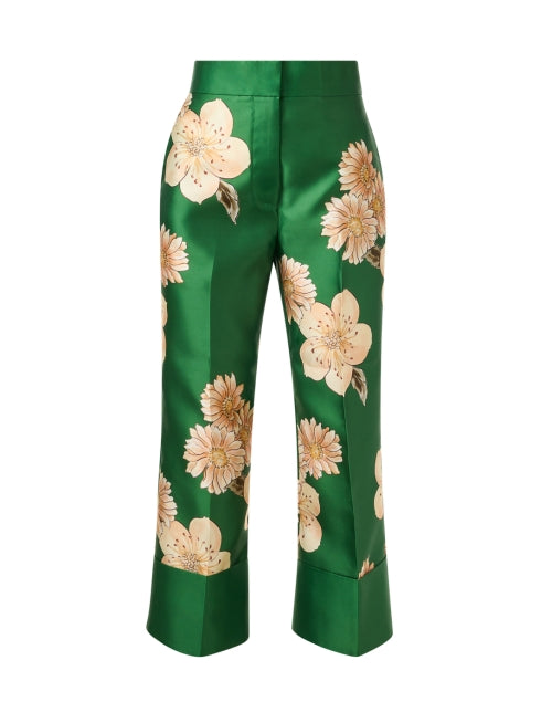 Green Floral Wide Leg Pant