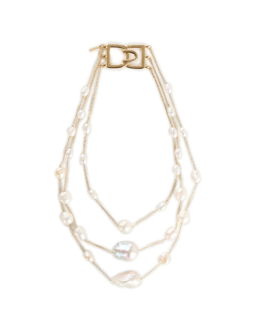 Gold Pearl Multi Strand Necklace