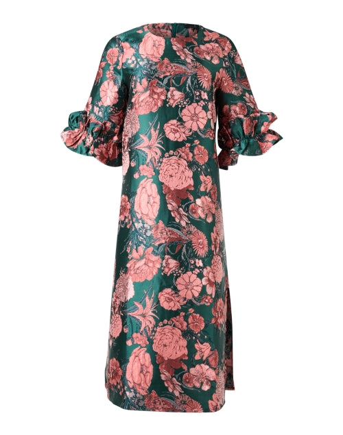 Bronwyn Green and Blush Floral Jacquard Dress