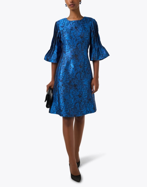 Blue Floral Jacquard Dress