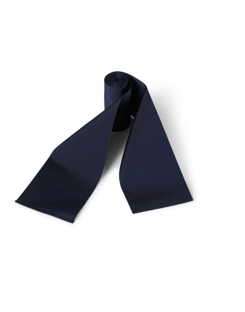 Navy Wide Satin Ribbed Belt