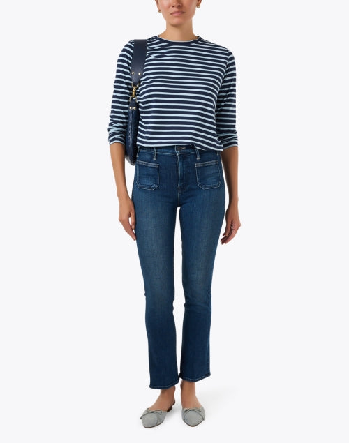 Blue and Navy Striped Cotton Top