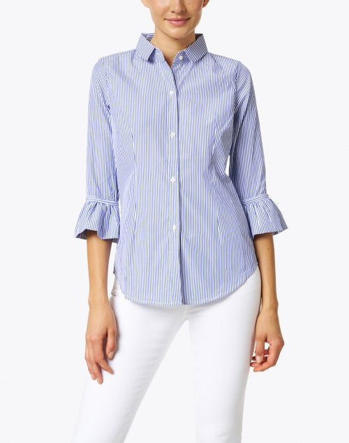 Navy and White Striped Cotton Top