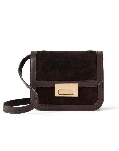 Desi Dark Brown Suede Crossbody Bag