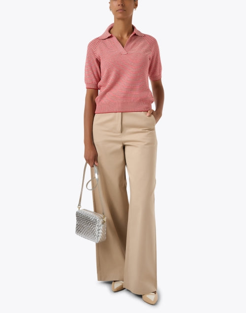 Junior Red and White Stripe Polo Top