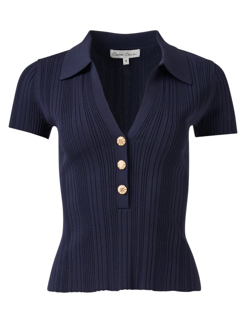 Ivanna Navy Ribbed Top