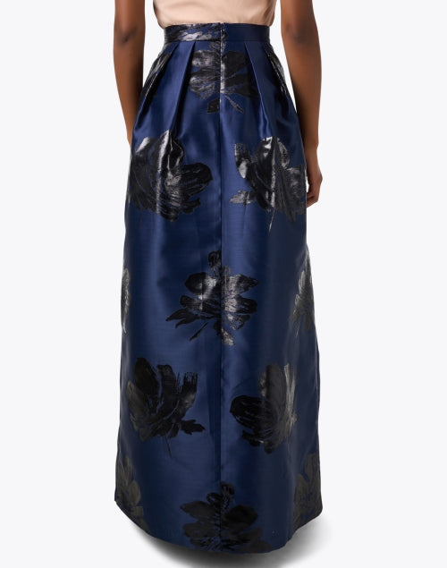 Navy Metallic Floral Skirt