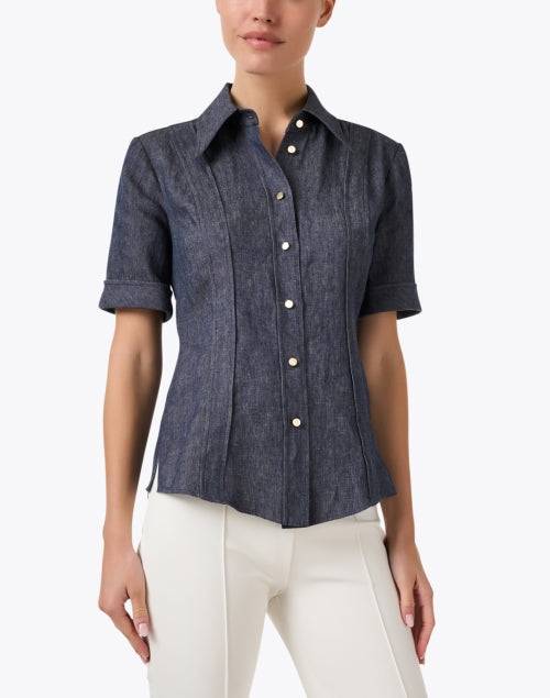 Nina Indigo Linen Shirt