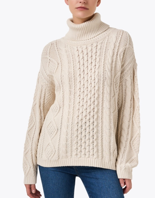 Ivory Turtleneck Cotton Sweater