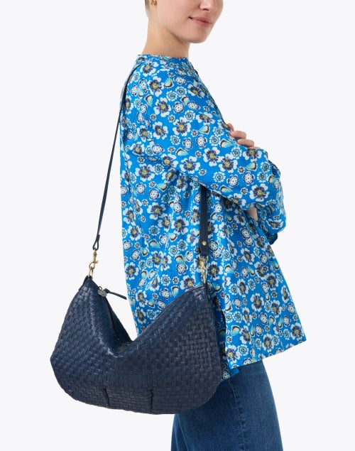 Moyen Navy Woven Messenger Bag
