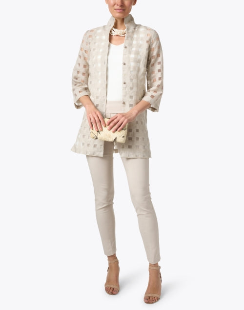 Rita Beige Sheer Plaid Shirt