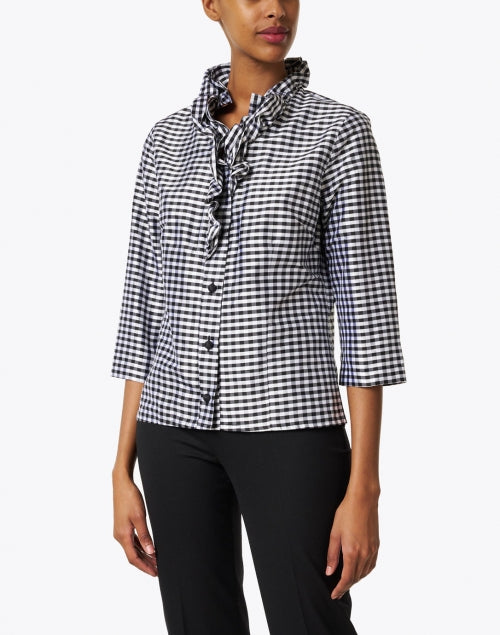 Celine Black and White Check Silk Shirt