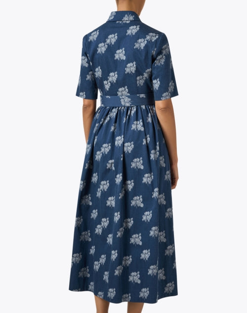 London Navy Floral Print Cotton Shirt Dress