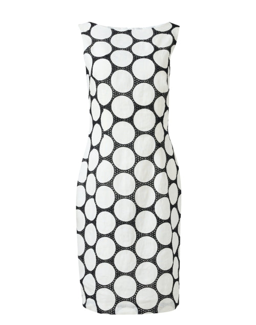 Black and White Embroidered Polka Dot Linen Dress