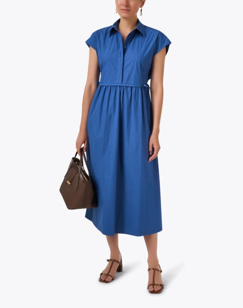 Blue Cotton Shirt Dress