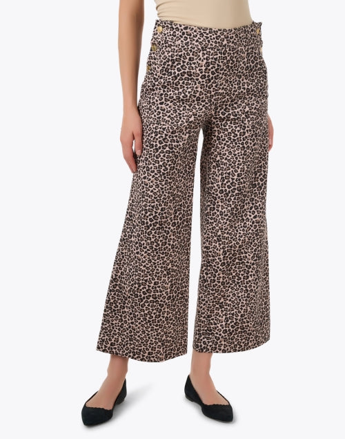 Muriel Leopard Print Wide Leg Ankle Pant