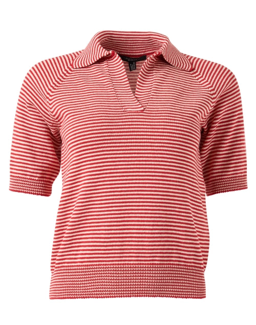 Junior Red and White Stripe Polo Top