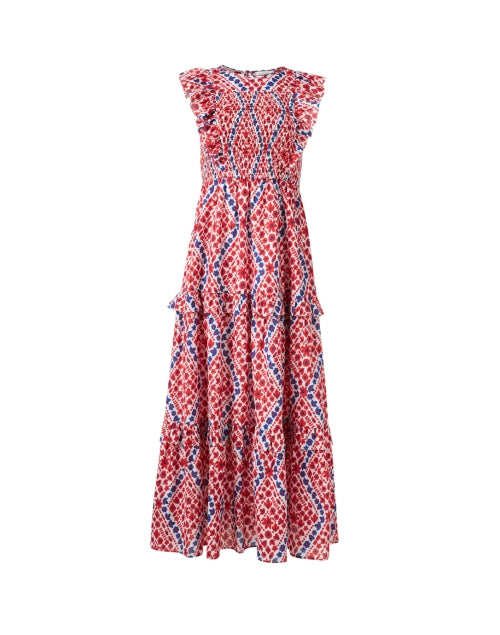 Iris Red and Blue Print Cotton Dress