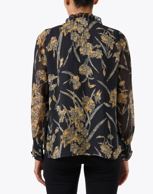 Black and Gold Floral Print Top