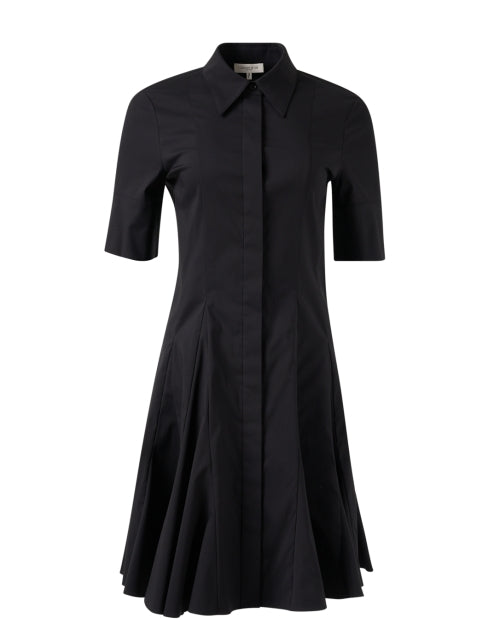 Godet Black Peplum Shirt Dress