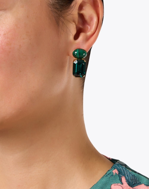 Elin Green Stone Drop Earrings
