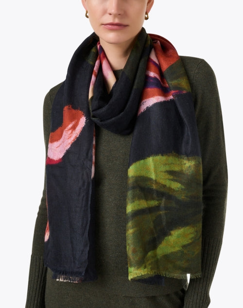 Black Floral Print Scarf