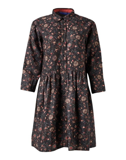 Deauville Pink Floral Print Wool Shirt Dress