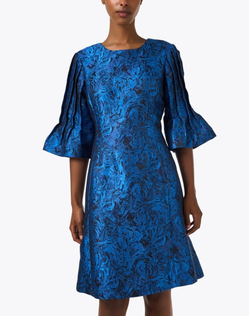 Blue Floral Jacquard Dress