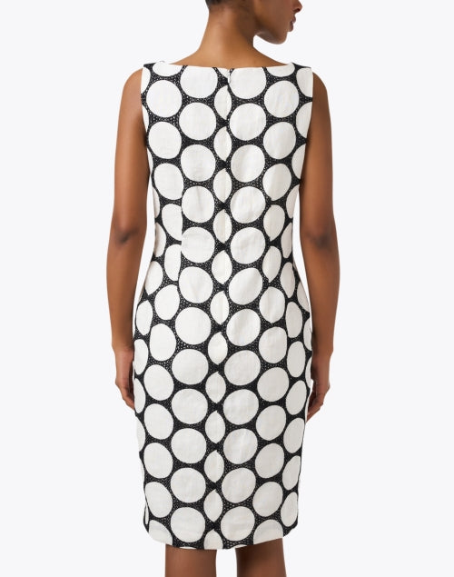 Black and White Embroidered Polka Dot Linen Dress