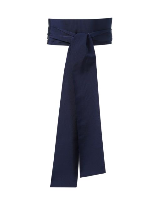 Navy Wide Satin Ribbed Belt