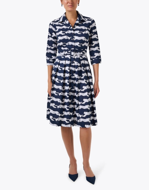 Audrey Navy Print Cotton Stretch Dress