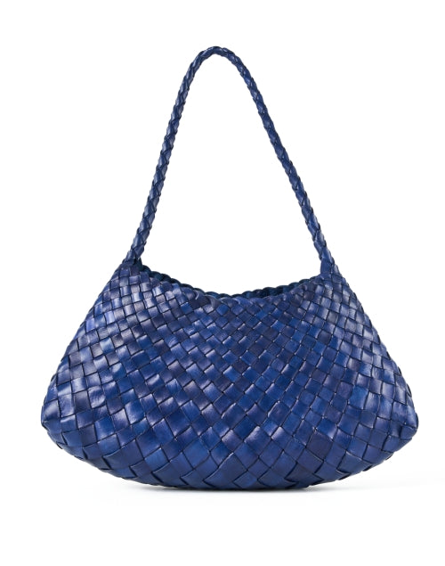 Rosanna Navy Woven Leather Shoulder Bag