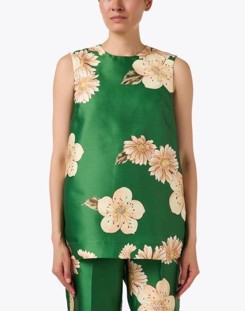 Green Floral Print Top