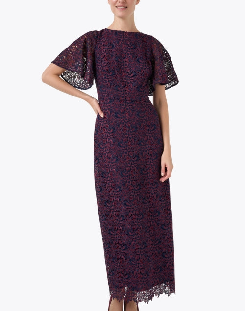 Bess Red and Navy Rose Lace Dress
