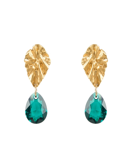 Gold and Emerald Drop Earrings