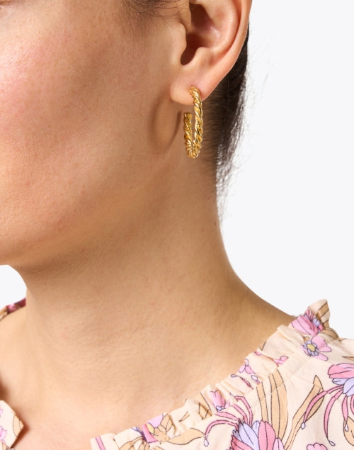 Gold Torsade Hoop Earrings