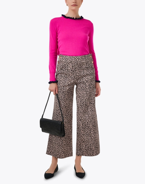 Muriel Leopard Print Wide Leg Ankle Pant