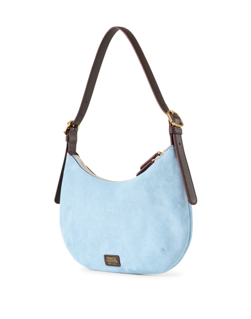 Starr Blue Suede Leather Hobo Shoulder Bag