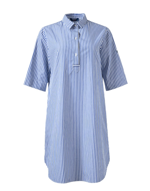 Leonie Blue and White Striped Cotton Shirt Dress