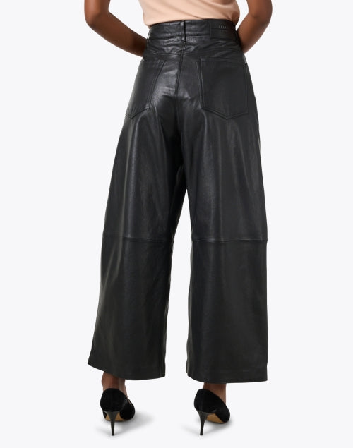 Blanc Black Leather Wide Leg Pant